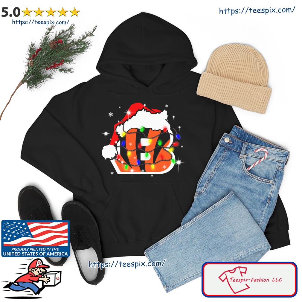 Cincinnati Bengals Santa Hat Christmas Light Shirt, hoodie, sweater, long  sleeve and tank top