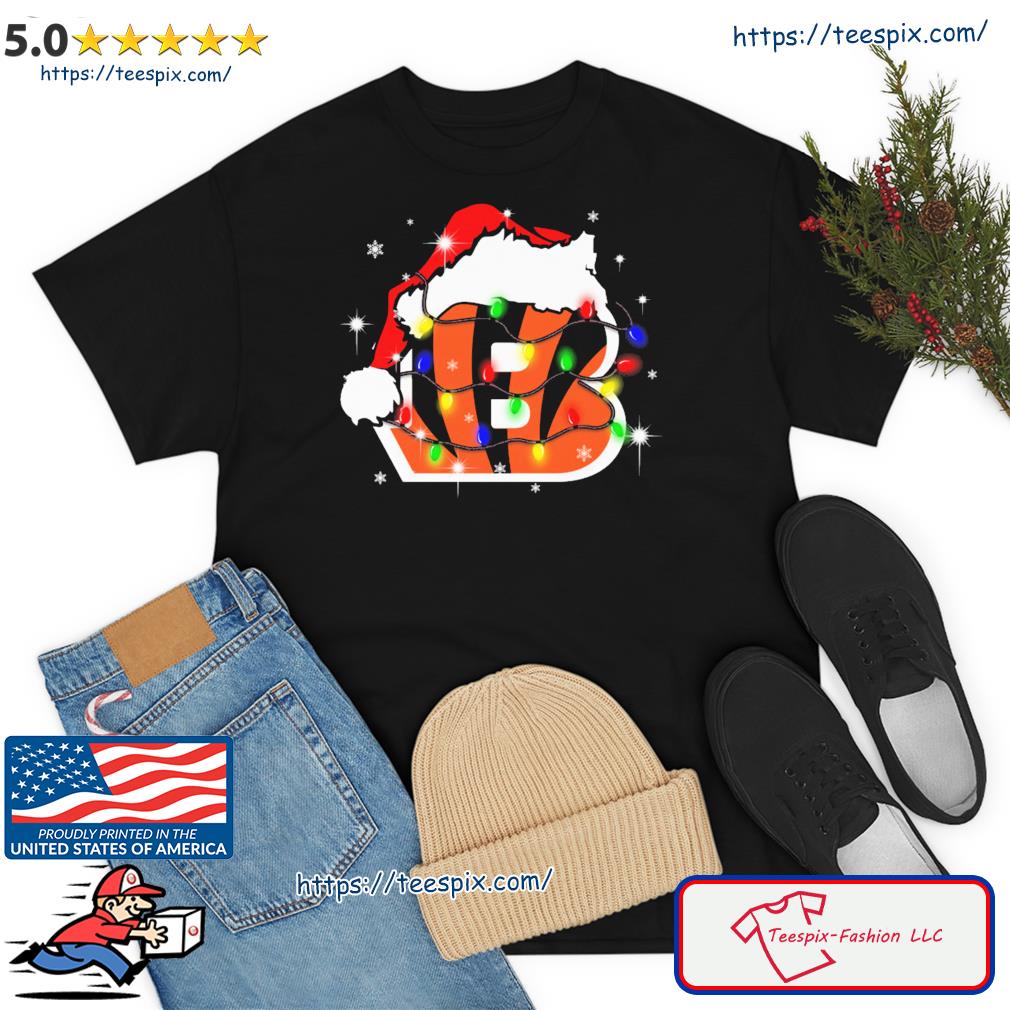 Cincinnati Bengals Santa Hat Christmas Light Shirt, hoodie