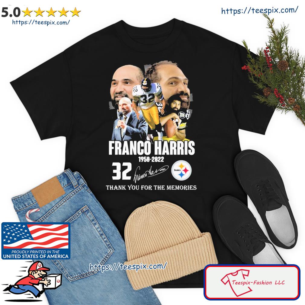 Franco Harris 1950-2022 Thank You For The Memories Signatures Shirt,  hoodie, sweater, long sleeve and tank top