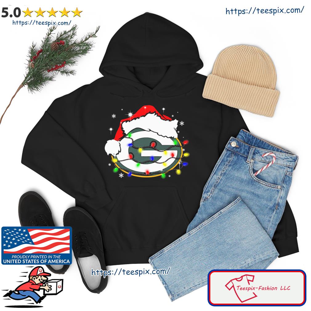 Green Bay Packers Santa hat Christmas T-shirt - Kaiteez