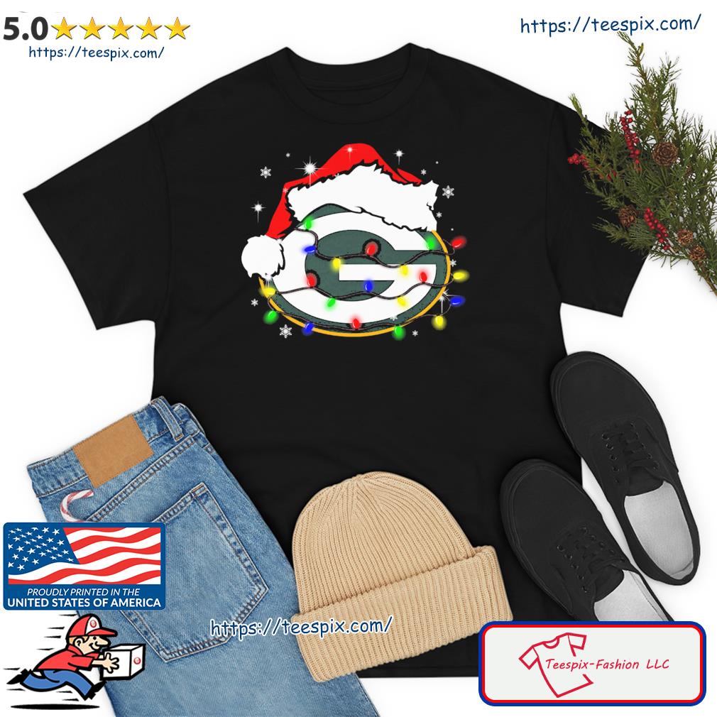 Green Bay Packers Santa hat Christmas T-shirt - Kaiteez