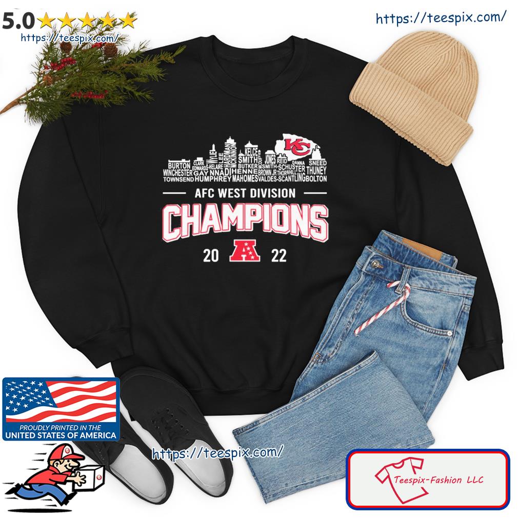 Official Kansas city Chiefs football team 2022 afc west division champions  shirt, hoodie, sweater, long sleeve and tank top