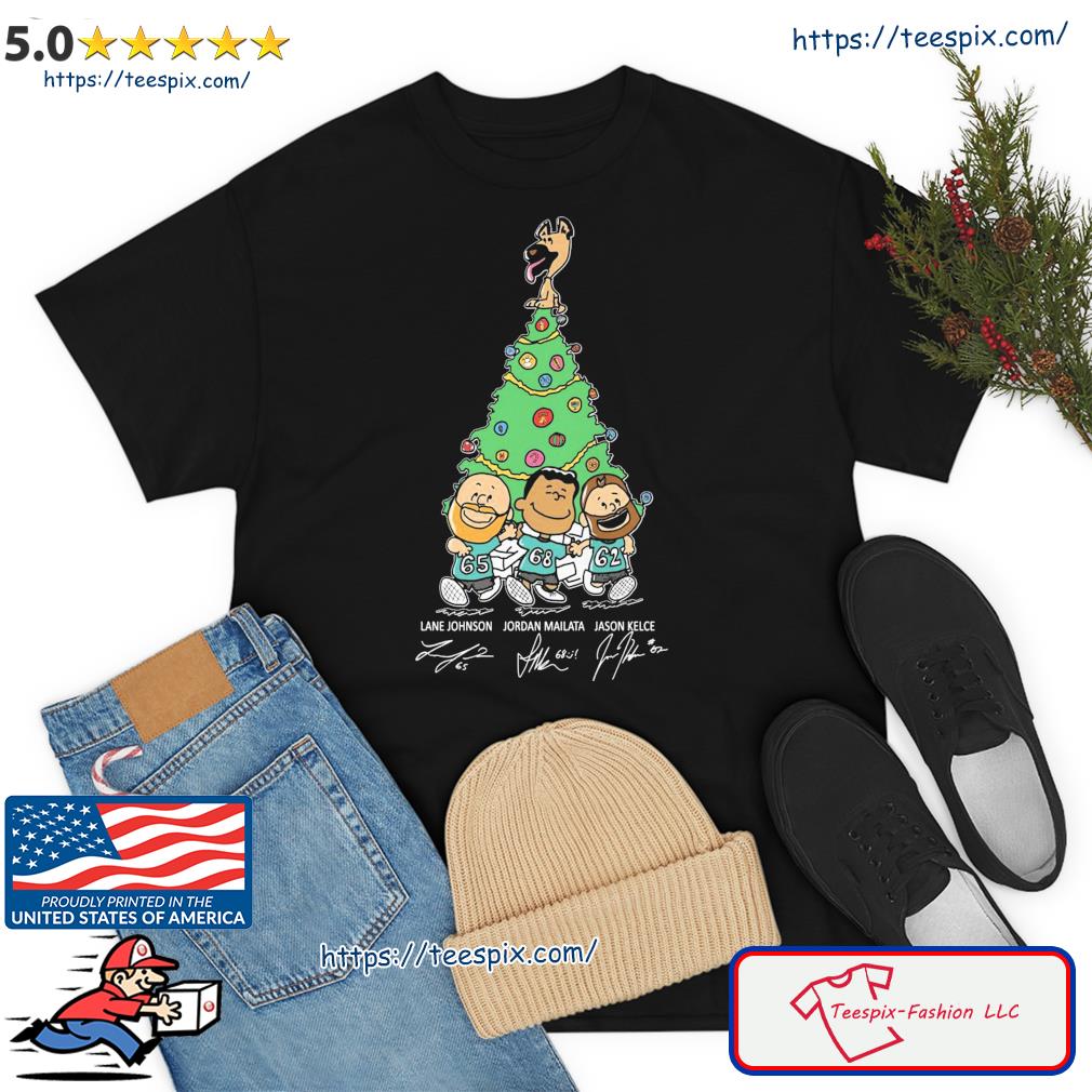 Lane Johnson Jordan Mailata Jason Kelce Philadelphia Eagles Merry Christmas  Signatures Shirt - Limotees