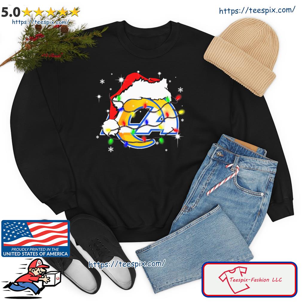 Santa Los Angeles Rams Logo Lights Christmas shirt - Wow Tshirt Store Online