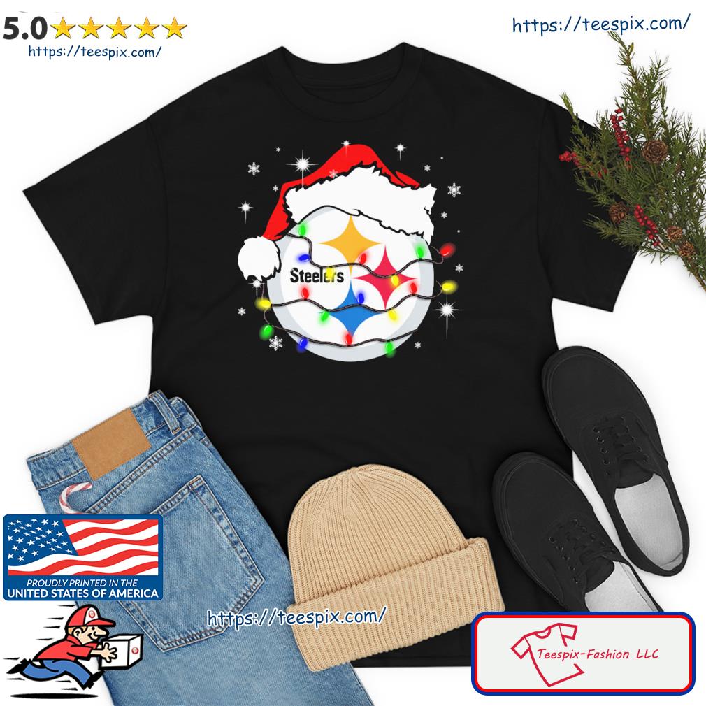 Pittsburgh Steelers Santa Hat Christmas Light Shirt - teejeep