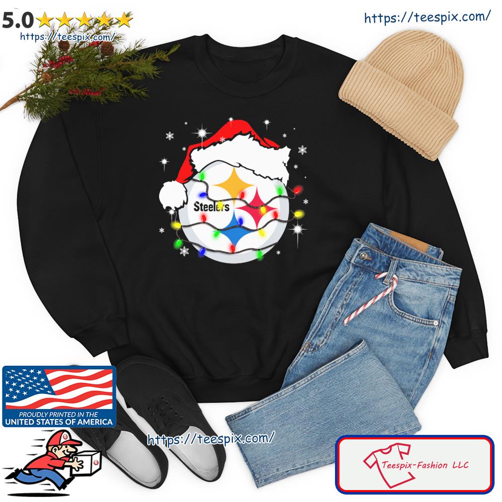 Pittsburgh Steelers Santa Hat Christmas Light Shirt, hoodie, sweater, long  sleeve and tank top