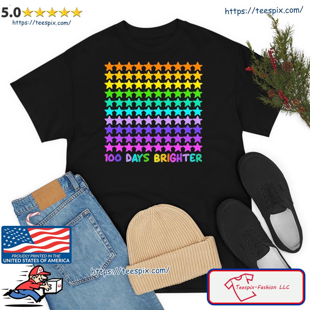 100 Days Of School Brighter Rainbow Star Shirt