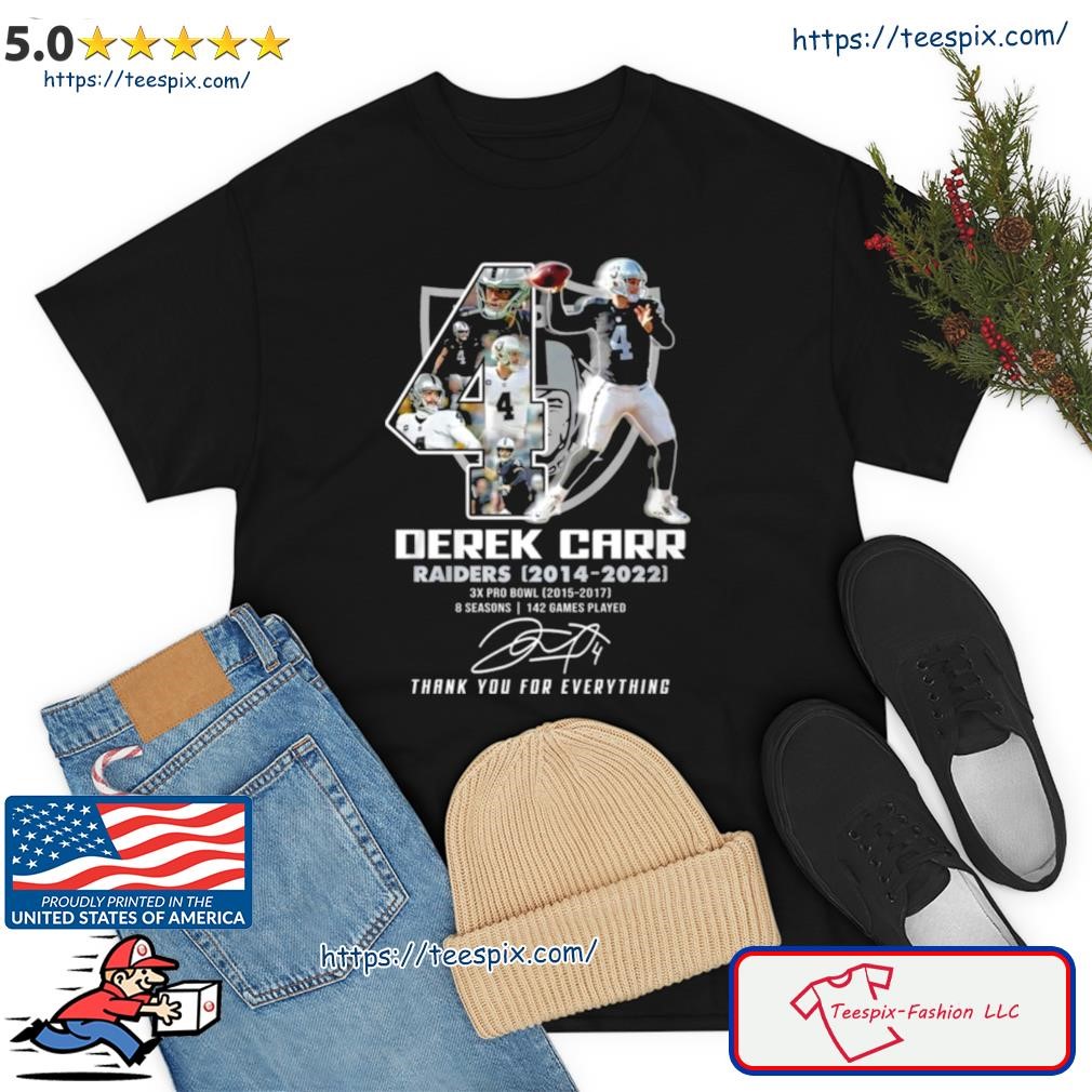 Derek Carr Raiders 2014 – 2022 Thank You For Everything Signature Shirt