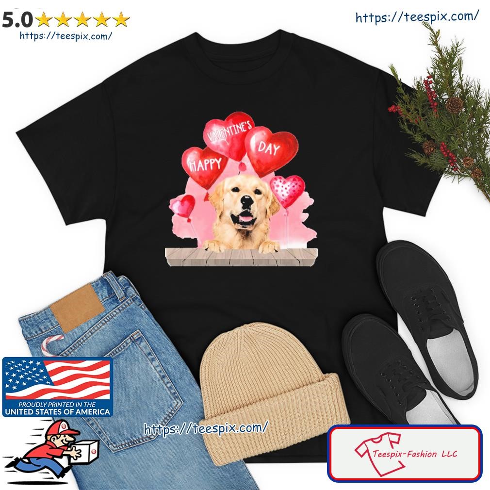 Golden Retriever Dog Happy Valentines Day Pet Dog Lover Funny Gift Shirt