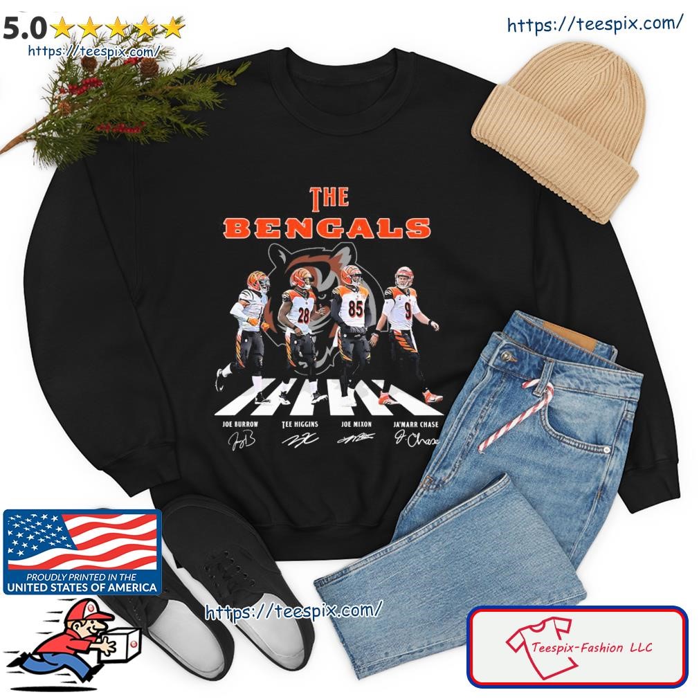 The Bengals Tee Higgins Joe Mixon Ja'marr Chase Joe Burrow Abbey Road  Signatures Shirt, hoodie, sweater, long sleeve and tank top