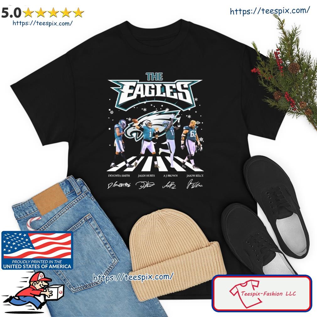 The Eagles Abbey Road Devonta Smith Jalen Hurts Aj Brown And Jason Kelce Signatures Shirt