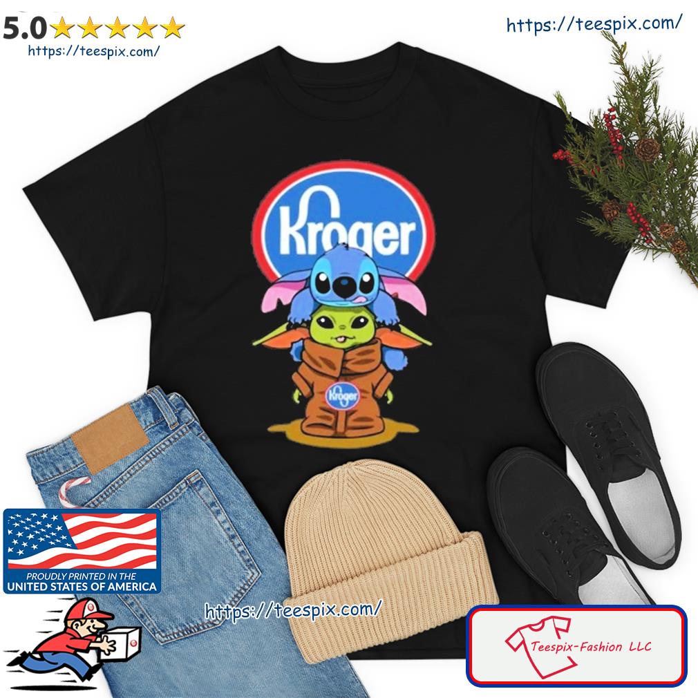 Baby Stitch And Baby Yoda Kroger Logo Shirt