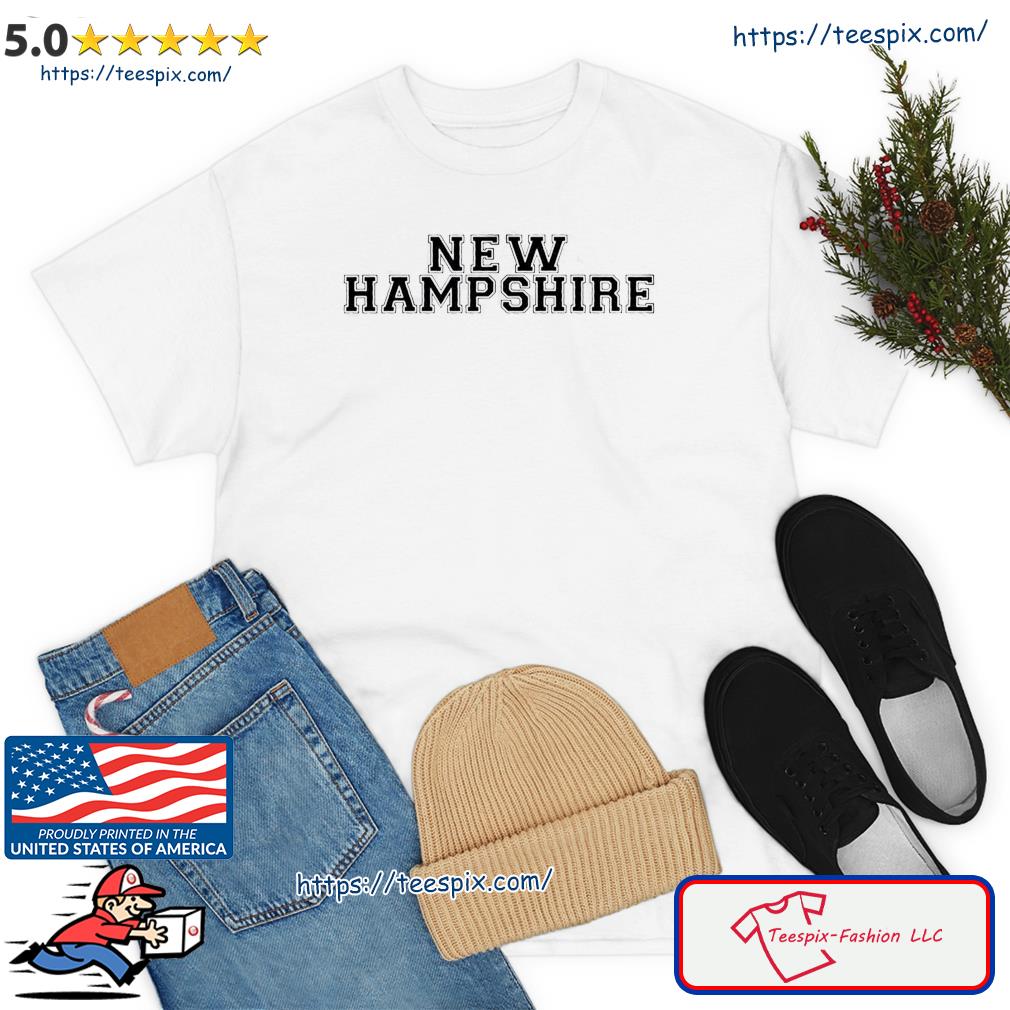 Black Text New Hampshire State Merchandise Shirt