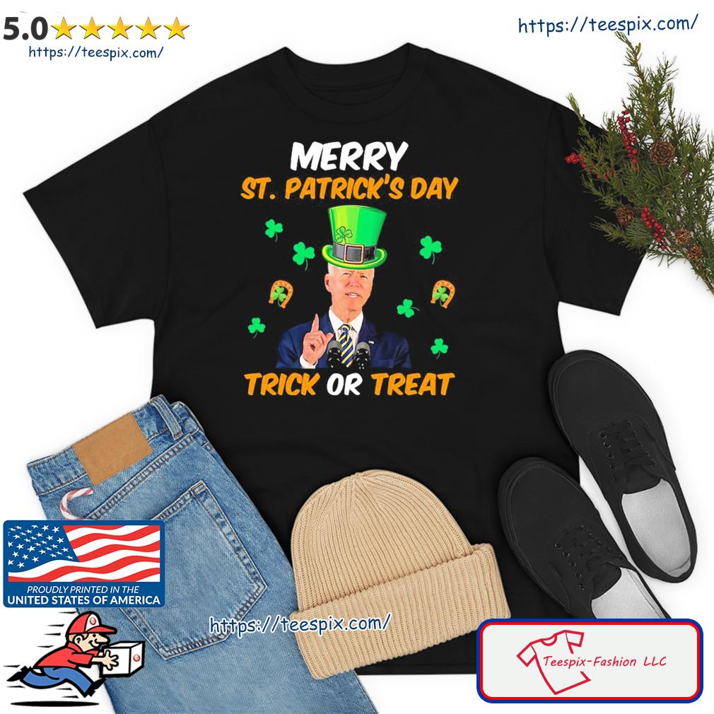 Merry St Patrick's Day Trick Or Treat Funny Confused Joe Biden Shirt