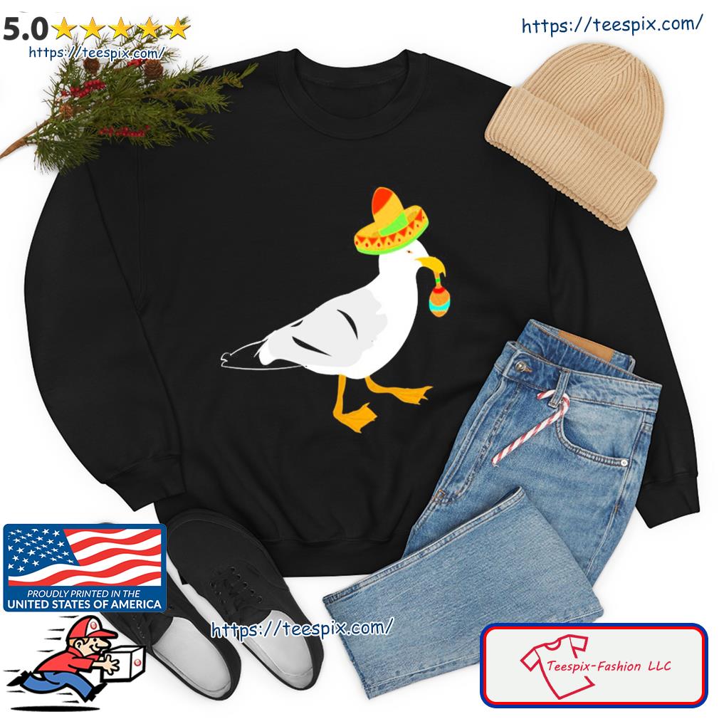 Mexican Seagull Sombrero Costume Maraca Funny Bird Shirt