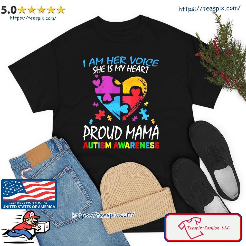 Mom Her Voice My Heart Daughter Autism Awareness Proud Mama Great Shirt