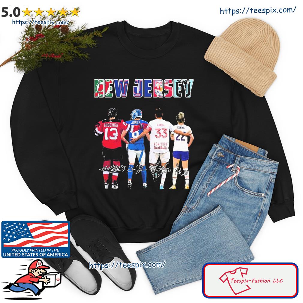 Official new Jersey Sports Nico Hischier Daniel Jones Aaron Long And  Kristie Mewis Signatures Shirt, hoodie, sweater, long sleeve and tank top