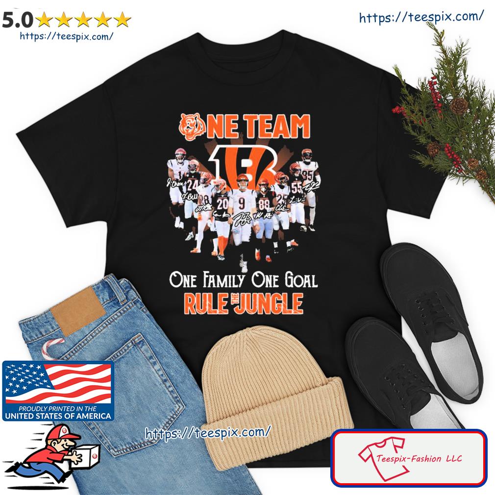 One Team One Family One Goal Rule The Jungle Cincinnati Bengals Signatures Shirt