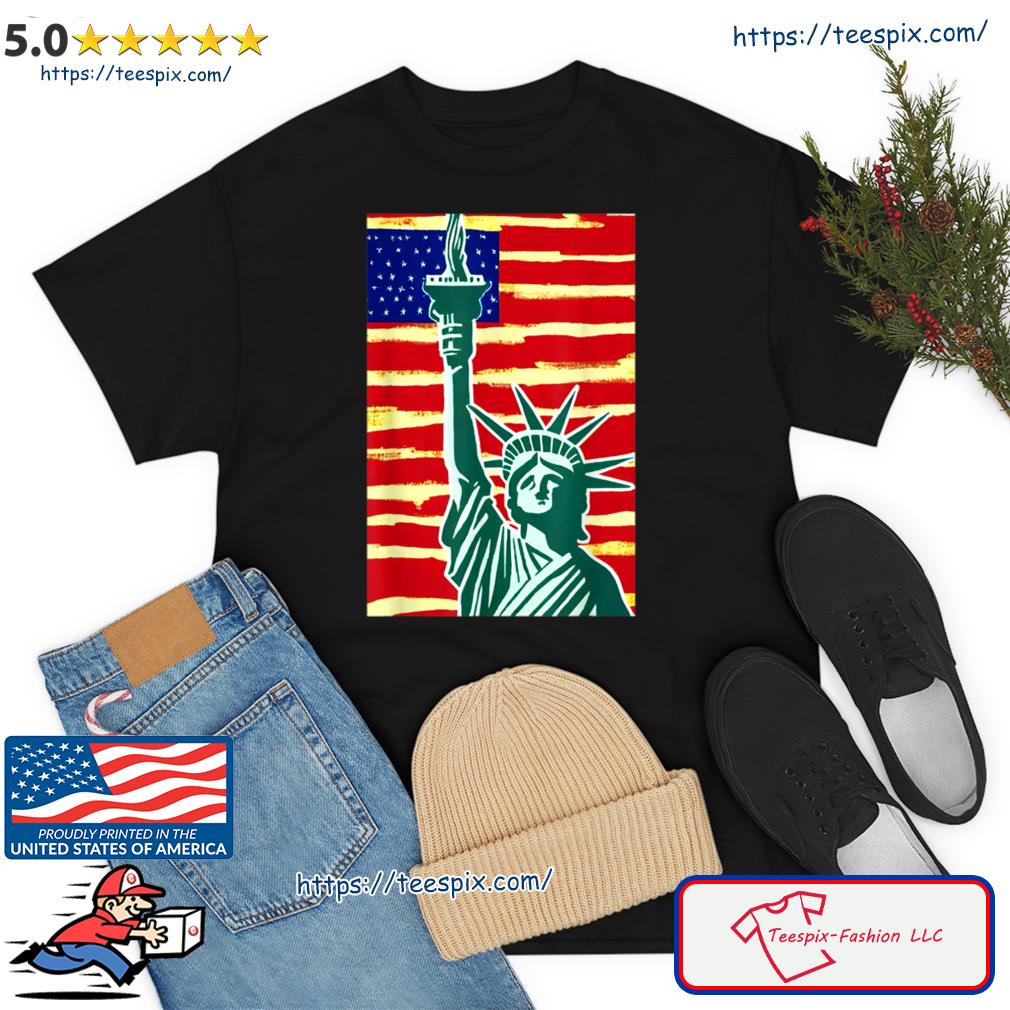 Statue Of Liberty with US Flag Graphic Design Shirt