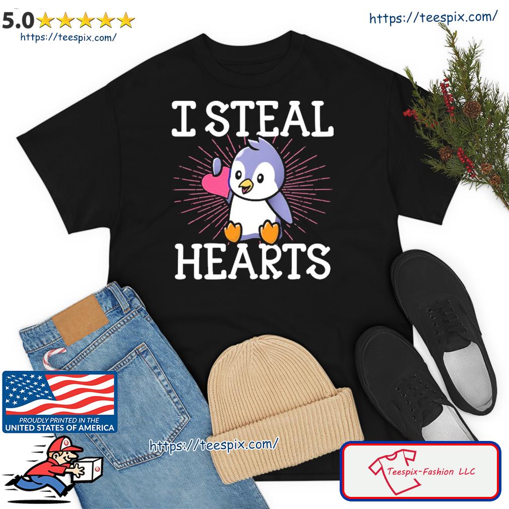 Trendy I Steal Hearts Cute Kawaii Penguin Valentine Day Love Funny Gift Shirt