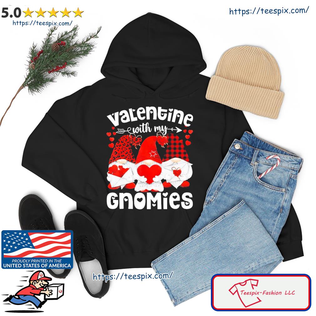 Valentine With My Gnomies Gnomes Red Plaid Valentines Day Shirt Hoodie