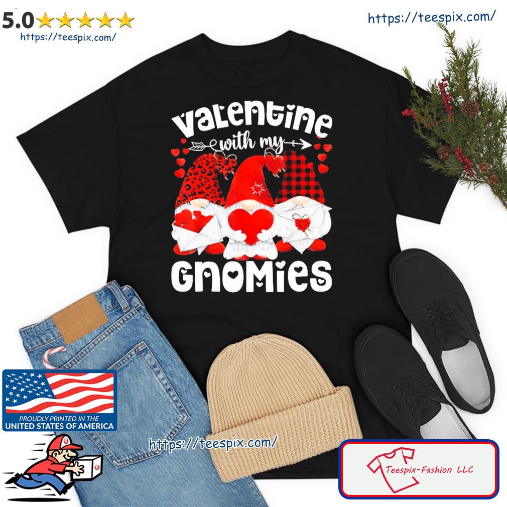 Valentine With My Gnomies Gnomes Red Plaid Valentines Day Shirt