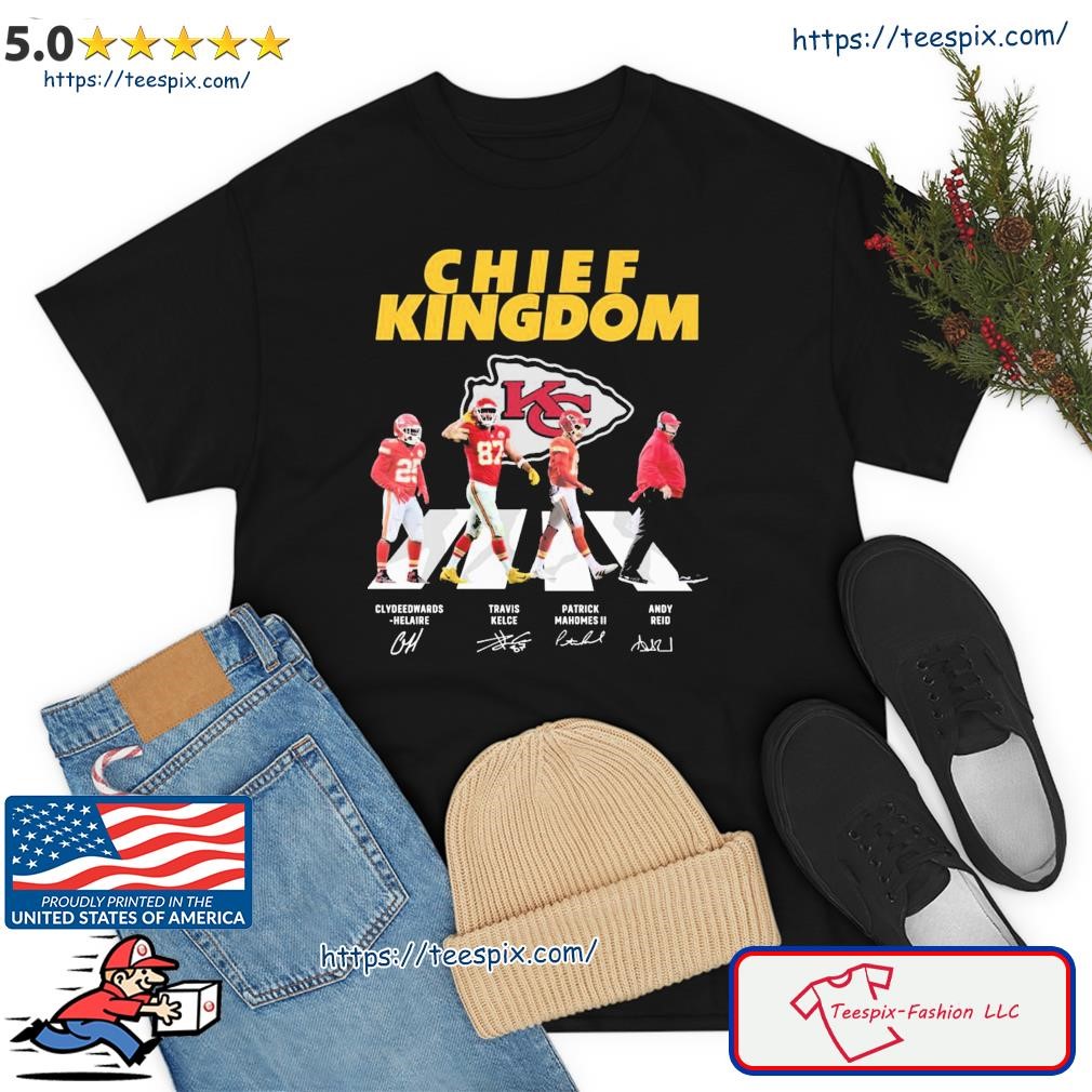 The Chiefs Clyde Edwards Helaire Travis Kelce Patrick Mahomes And Andy Reid  Abbey Road Signatures Shirt, hoodie, sweater, long sleeve and tank top