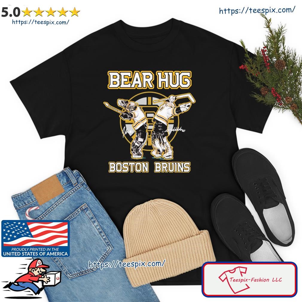 Jeremy Swayman Linus Ullmark Bear Hug Boston Bruins Signatures Shirt  Longsleeve T-shirt