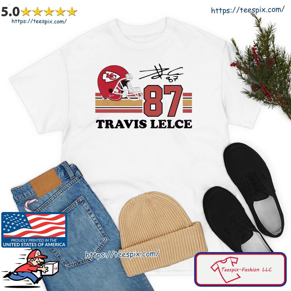 Kc Chiefs Travis Kelce 87 helmet and signature shirt, hoodie, sweater, long  sleeve and tank top