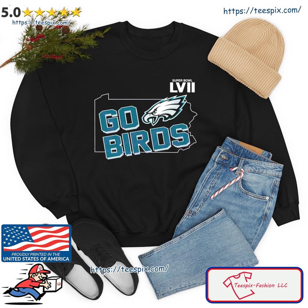 Philadelphia eagles super bowl lvii go birds map shirt, hoodie, sweater,  long sleeve and tank top