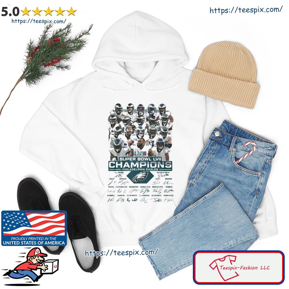 Philadelphia Eagles Team 2022-2023 Super Bowl LVII Champions Signatures Shirt hoodie.jpg