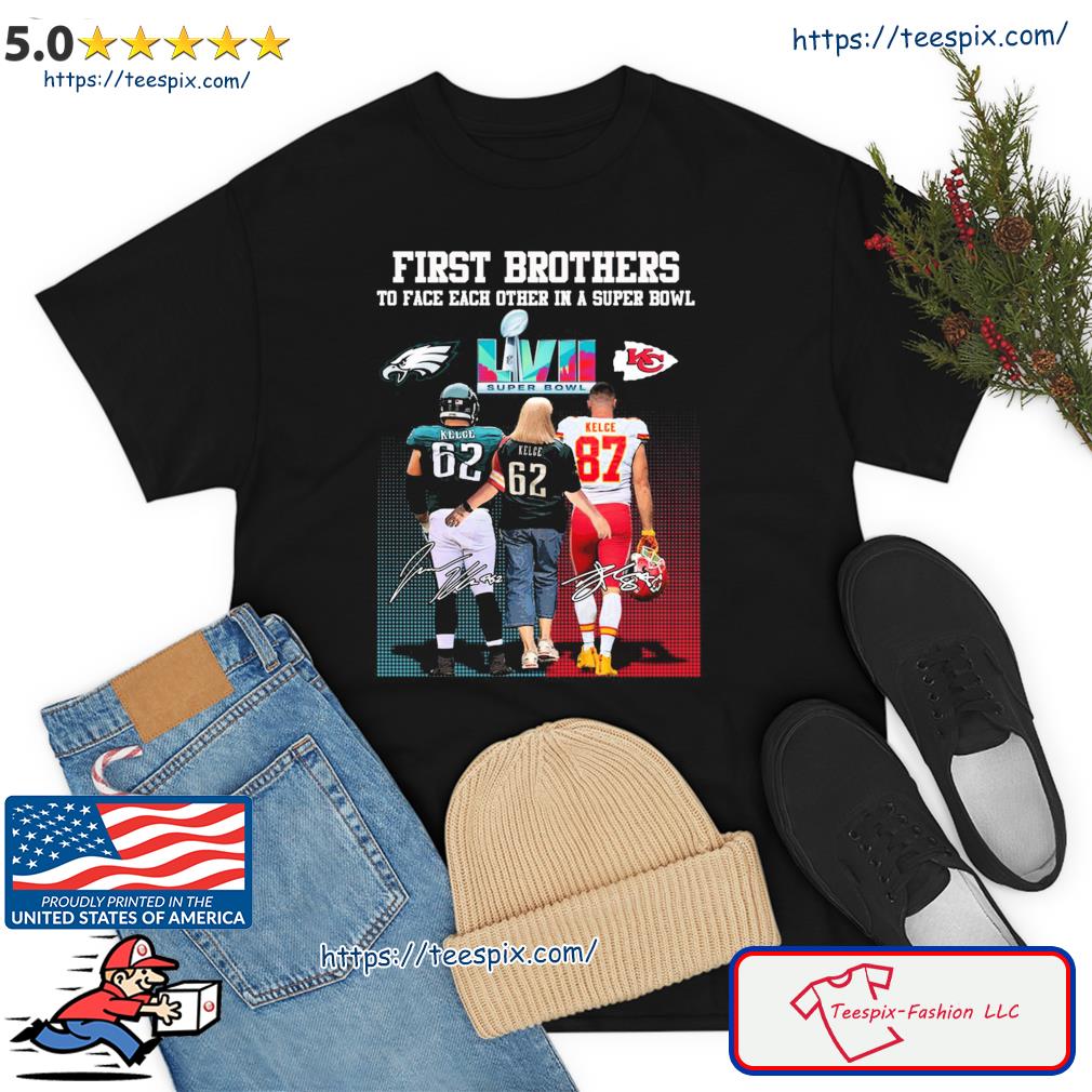 Kansas City Chiefs vs Philadelphia Eagles first brothers to face each other  in a super bowl signatures shirt, hoodie, sweater, long sleeve and tank top