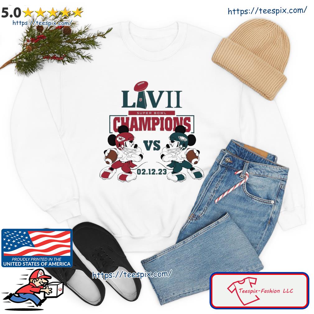 Mickey Mouse Eagles Vs Chiefs Super Bowl Lvii Champions 2023 Shirt