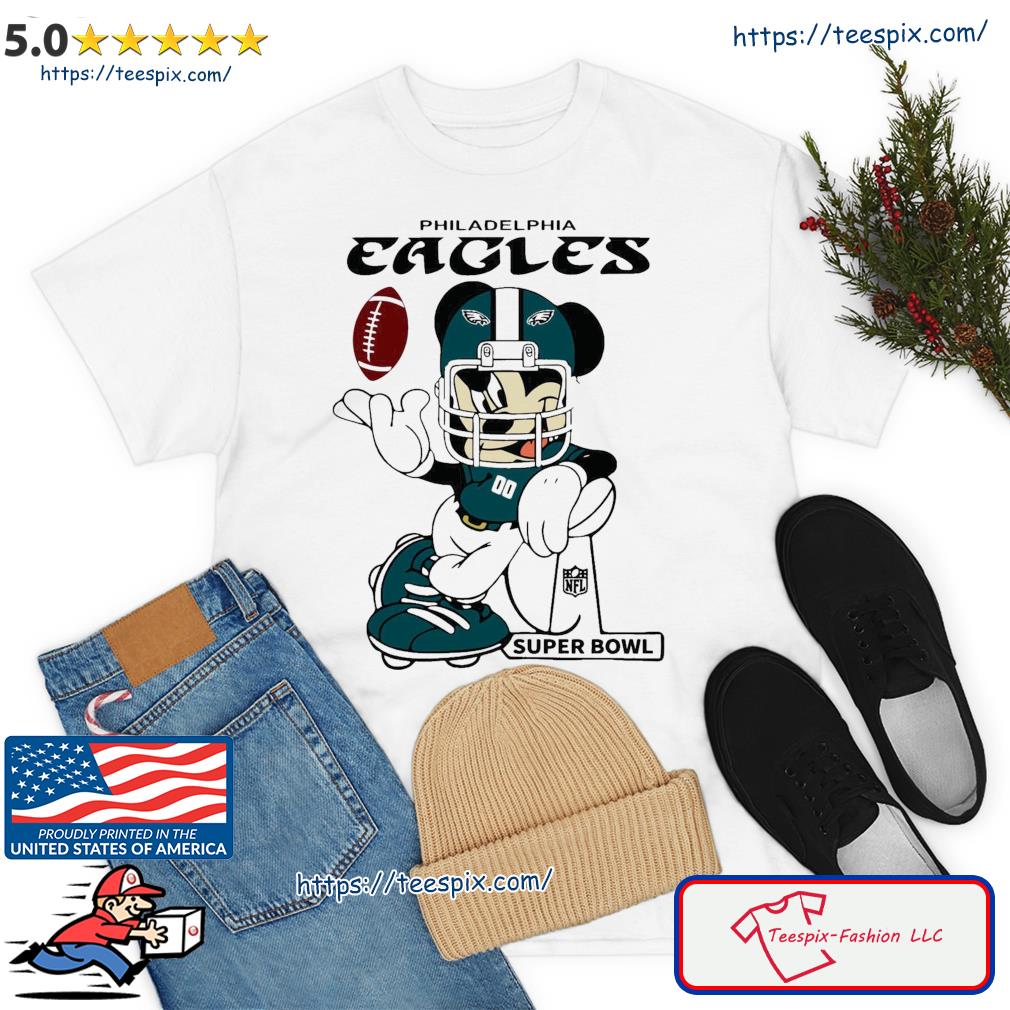 Mickey mouse philadelphia eagles nfl 2023 lvii super bowl shirt