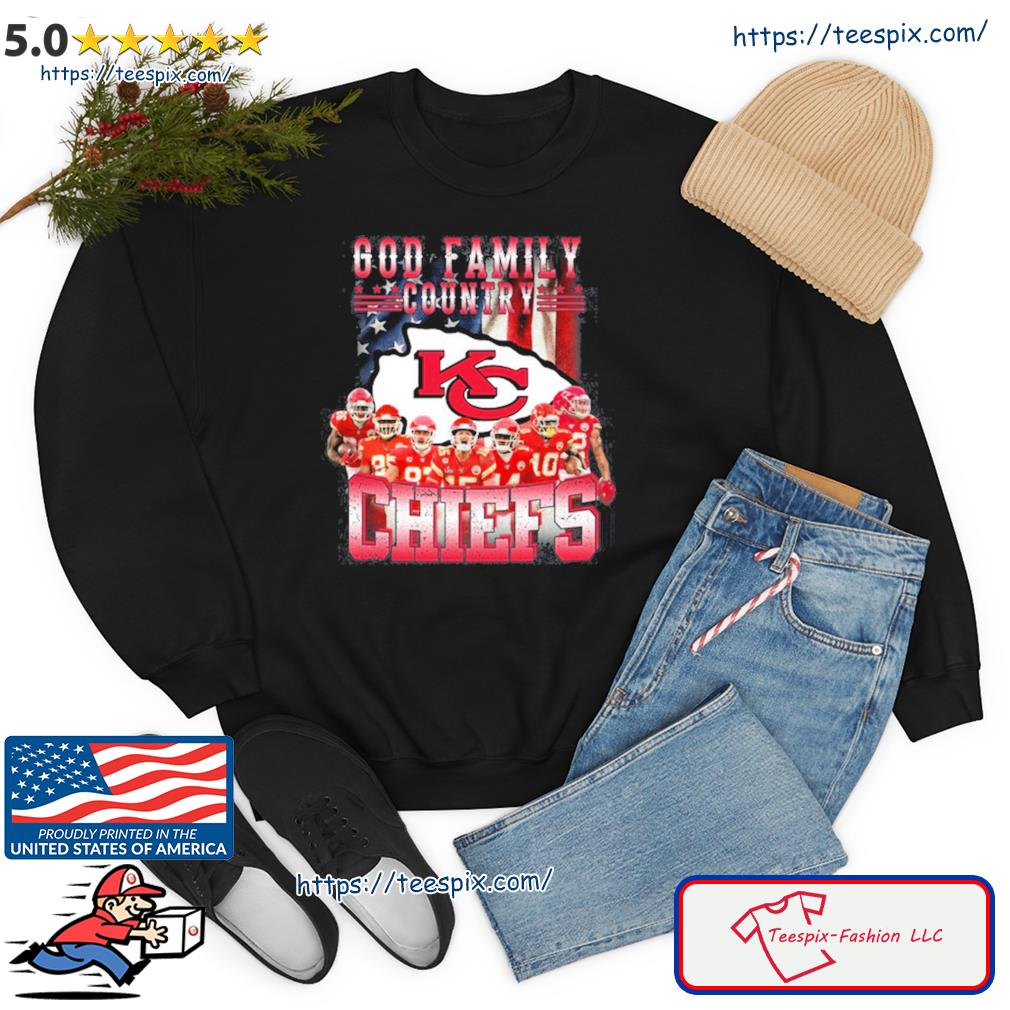 2023 American Flag Kansas City Chief God First Family Country KC Chiefs  Football shirt, hoodie, sweater, long sleeve and tank top