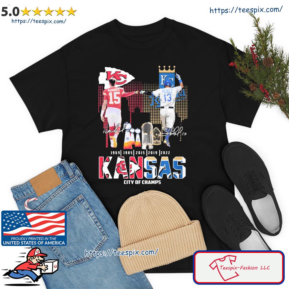 Official Kansas city of champions super bowl 1969 2019 2022 world series  1985 2015 signatures shirt, hoodie, sweater, long sleeve and tank top