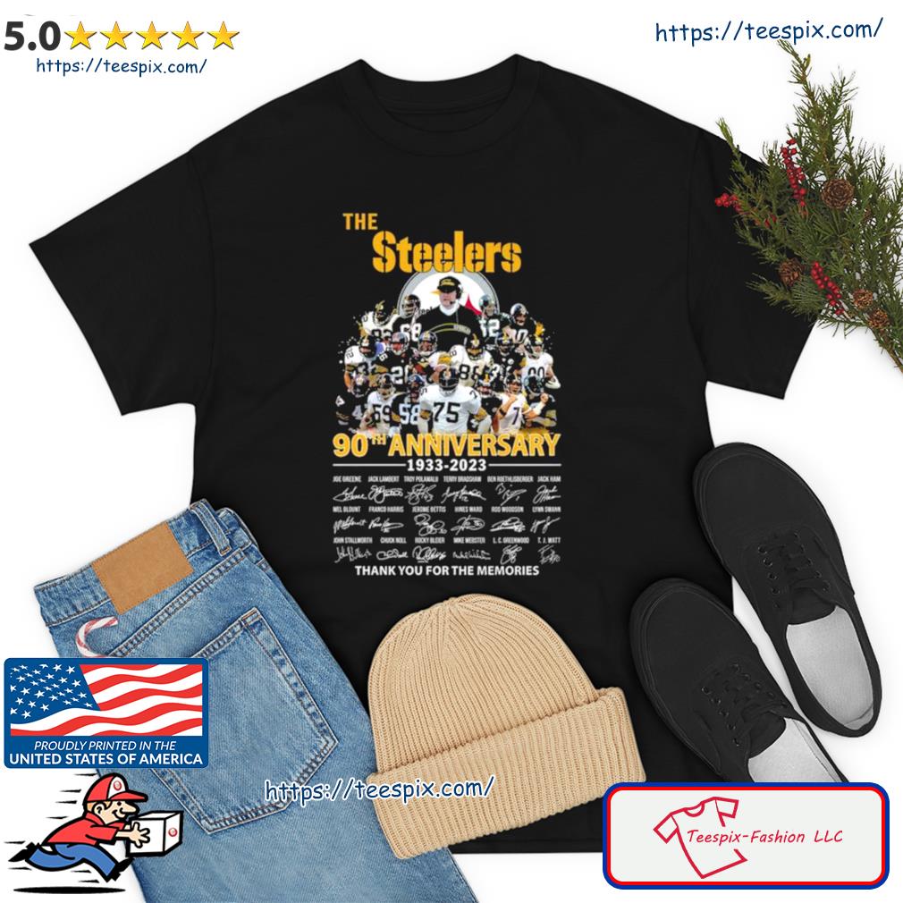 The Pittsburgh Steelers 90th Anniversary 1933 2023 Thank You For The Memories Signatures Shirt