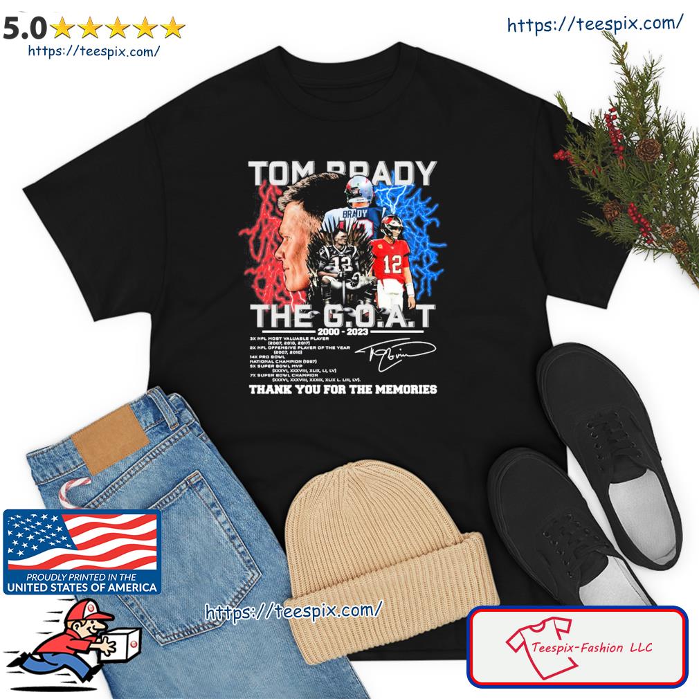 Tom Brady G.O.A.T Thank You For The Memories Signed T-Shirt - Anynee