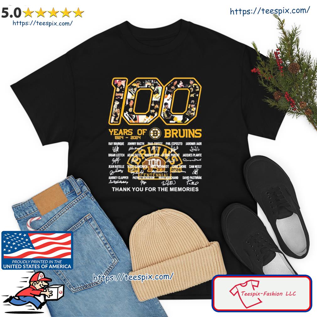 Official 100 Years Of 1924 – 2024 Boston Bruins Thank You For The Memories  Shirt, hoodie, sweater, long sleeve and tank top