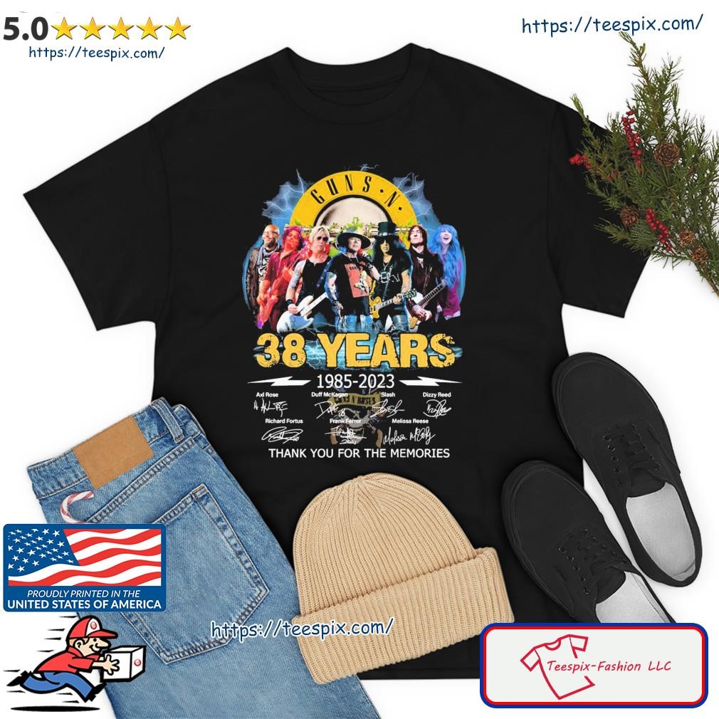 38 Years Guns N' Roses 1985-2023 Thank You For The Memories Signatures Shirt