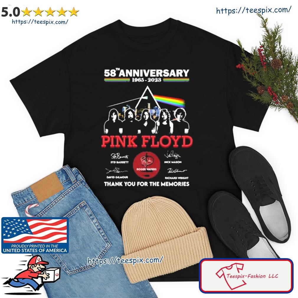 58th Anniversary 1965-2023 Pink Floyd Syd Barrett David Gilmour Richard Wright Signature Thank You For The Memories Shirt