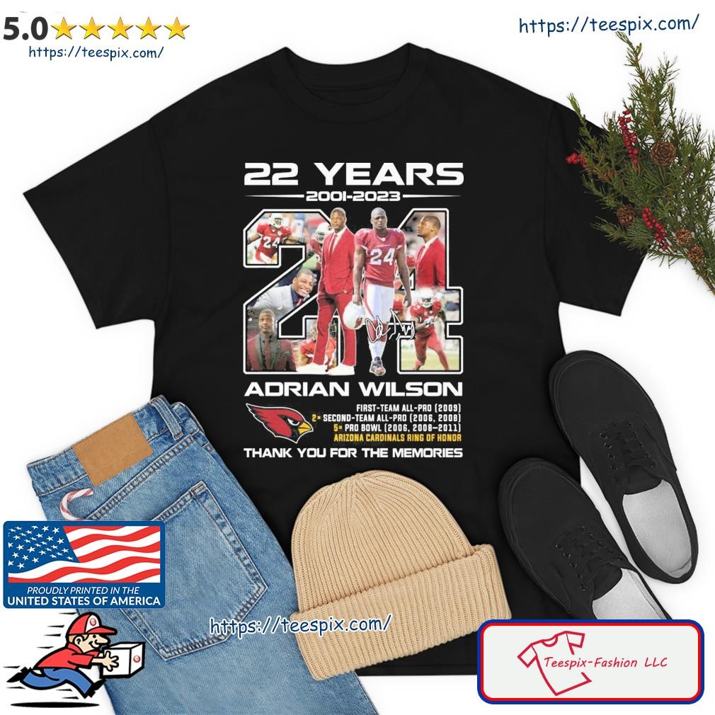Arizona Cardinals 22 Years 2001 - 2023 Aedian Wilson Thank You For The Memories Signature Shirt