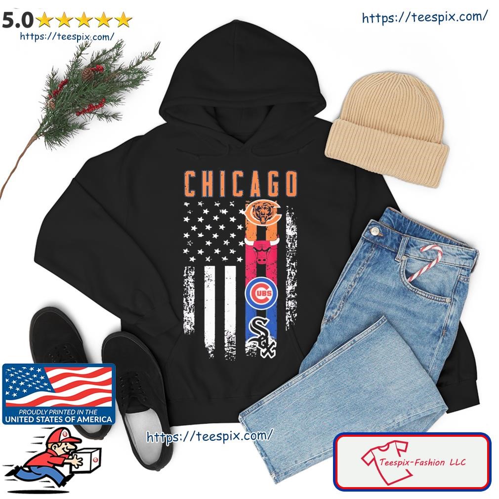 Chicago Sport Team Logo American Flag Shirt, hoodie, longsleeve