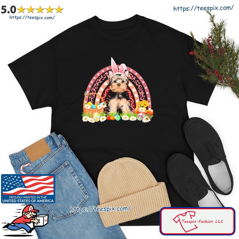 Easter Bunny Pink Dog Yorkshire Terrier Rainbow Shirt