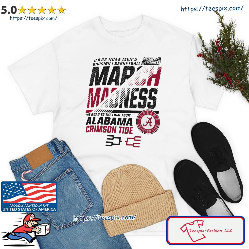 Funny alabama Crimson Tide Men's Basketball 2023 NCAA March Madness The Road To Final Four Shirt