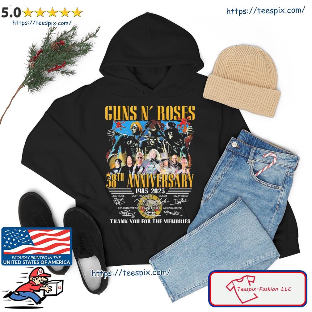 Guns N' Roses 8th Anniversary 1985 2023 Thank You For The Memories Signatures Shirt hoodie.jpg