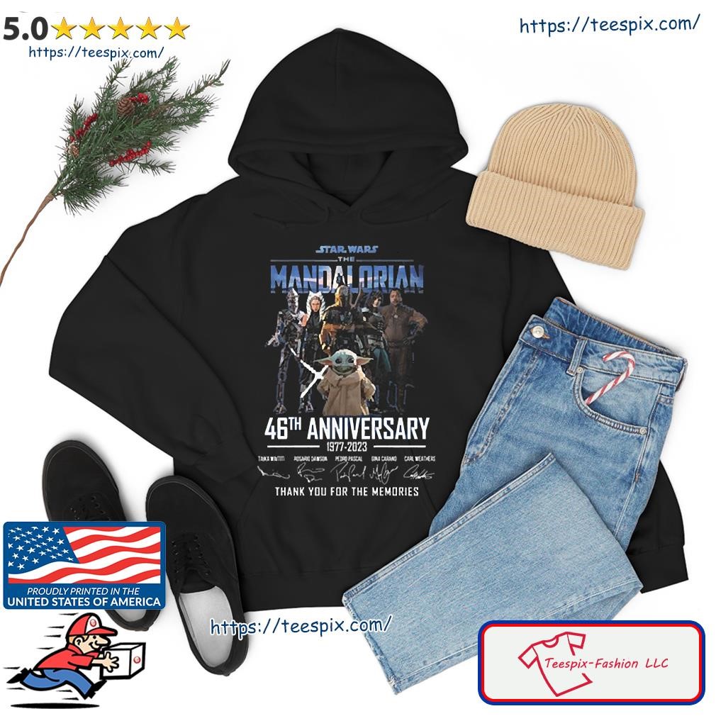 Star Wars The Mandalorian 46th Anniversary 1977 – 2023 Thank You For The Memories Signatures Shirt hoodie.jpg