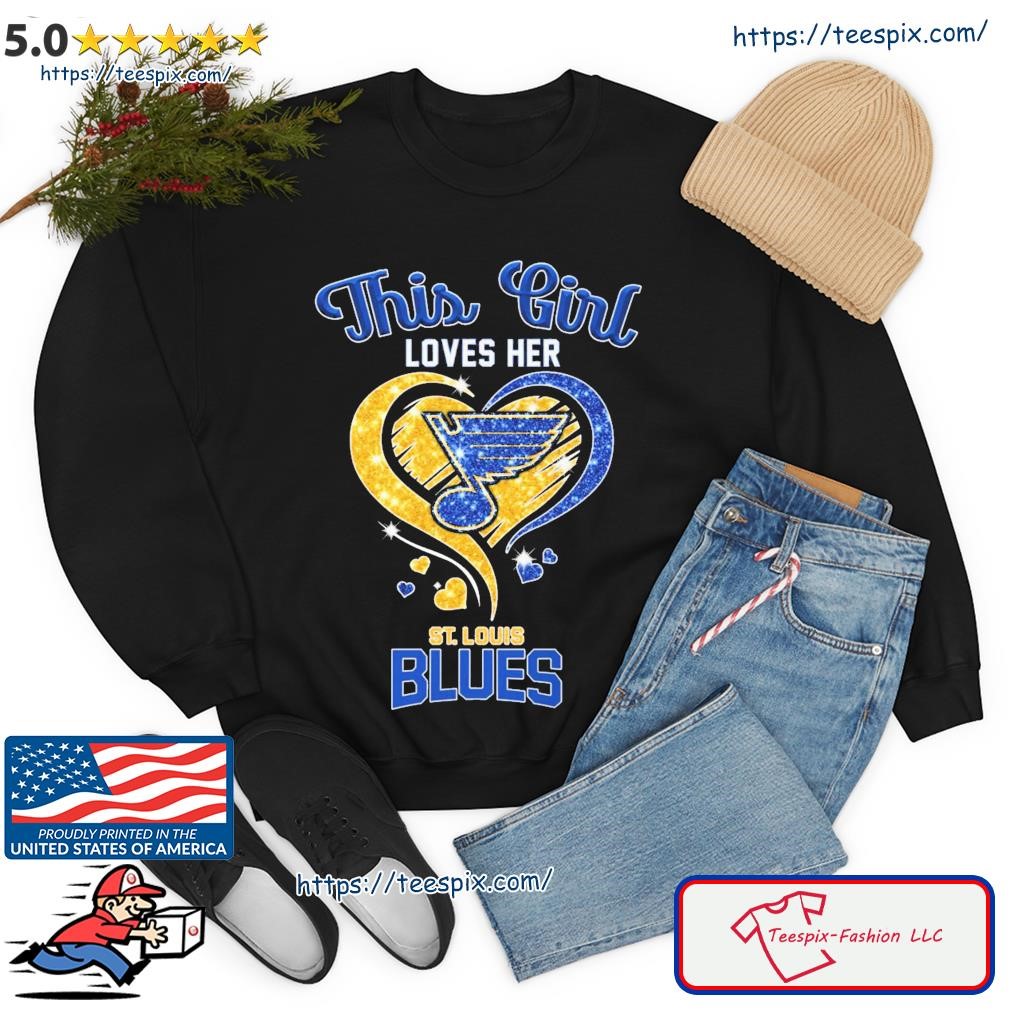 This girl love her St.Louis Blues diamond heart shirt, hoodie, sweater,  long sleeve and tank top