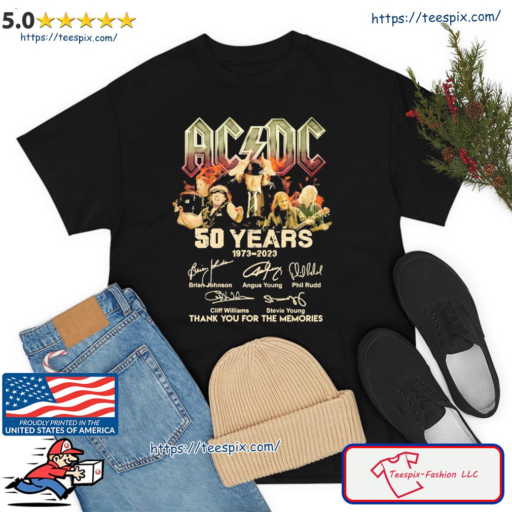 ACDC 50 Years 1973 2023 Signature Thank You For The Memories Shirt