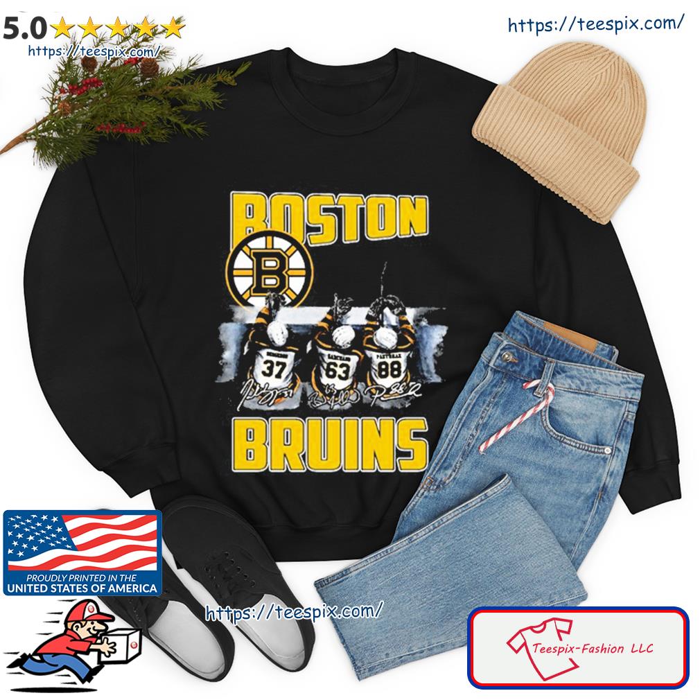 Boston bruins teams brad marchand patrice bergeron & david pastrnak  signatures 2022 shirt, hoodie, longsleeve tee, sweater
